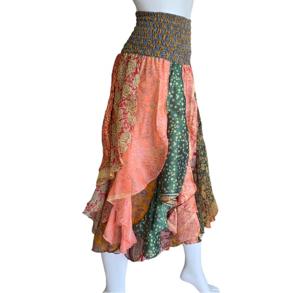 INDIA BOUTIQUE COLORFUL DIAMOND CUT PANEL SKIRT. WOMEN’S S/M - Picture 2 of 7